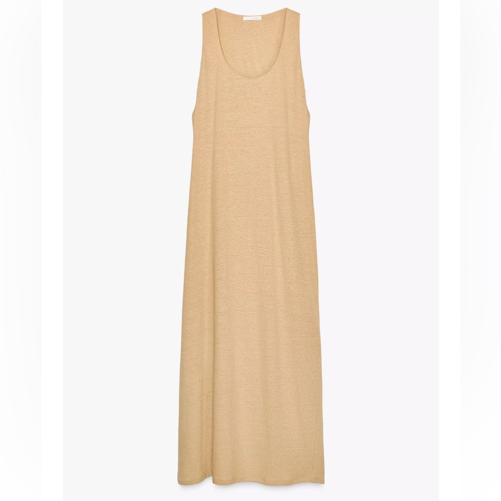 Zara linen Tan dress